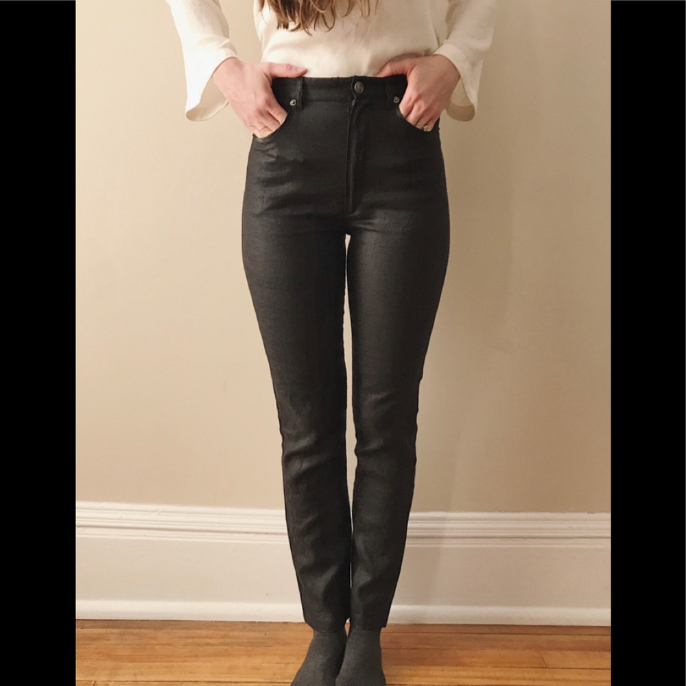 Vintage Thai black linen high waisted pants